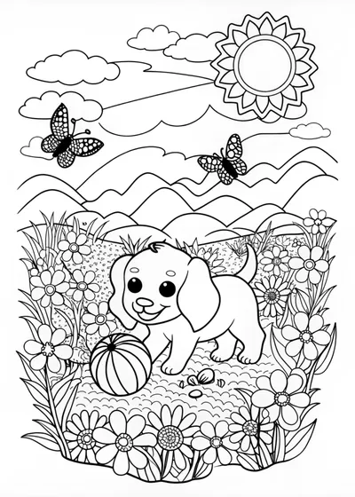 Join the Adventure: Color the Playful Puppy!