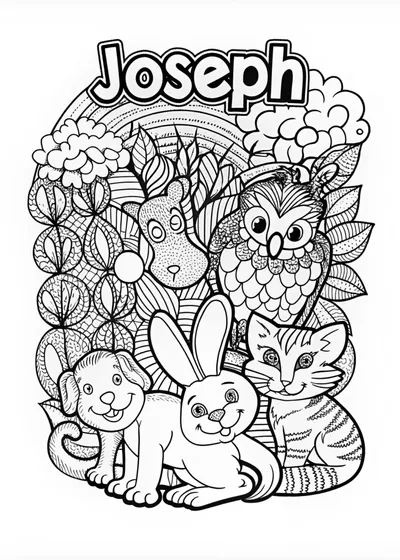 Joseph’s Animal Friends Coloring Page