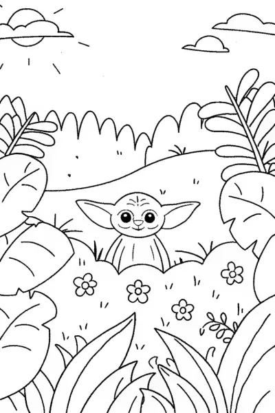 Baby Yoda’s Garden Adventure Coloring Fun