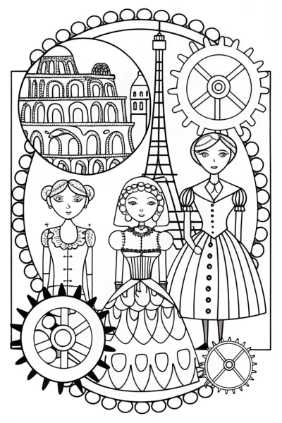 Bratz Dolls Time-Traveling Adventure Coloring Page