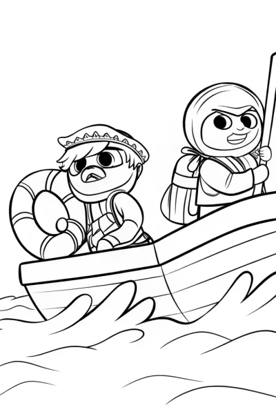 Gingerbread rescue team on a boat
