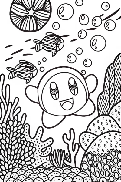 Kirby’s Bubble Adventure Coloring Page