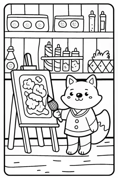 Cheerful Orange Fox Coloring Page