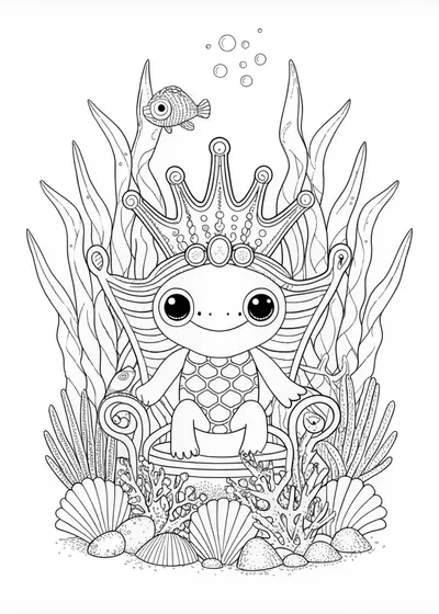 King Axolotl in His Royal Crown