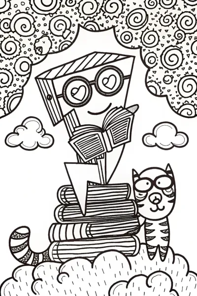 Lightning Bolt Bookworm Adventure Coloring Page