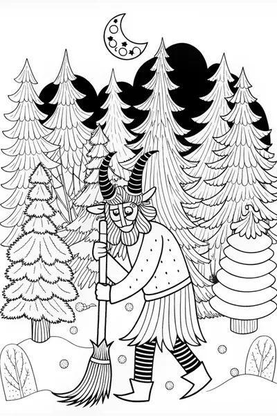Krampus in the Wilderness Coloring Page
