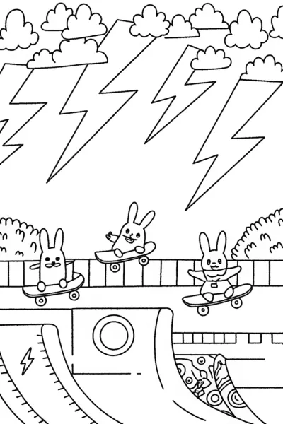 Lightning Bolt Skate Park Showdown Coloring Page