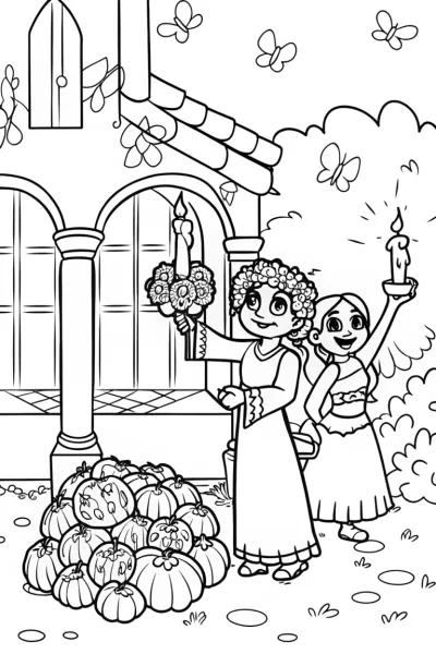 Mirabel and Isabela Family Portrait Coloring Page