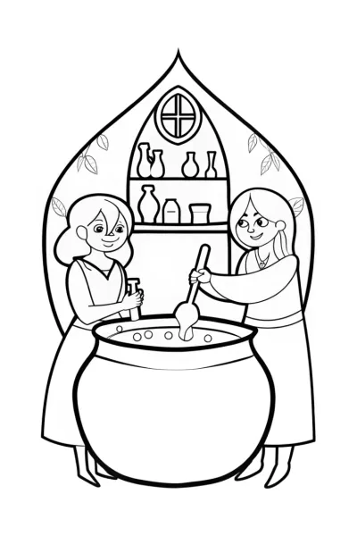Mirabel and Luisa Magical Potion Party Coloring Page
