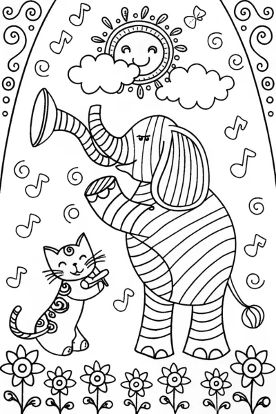 Rainbow Friends Musical Adventure Coloring Page