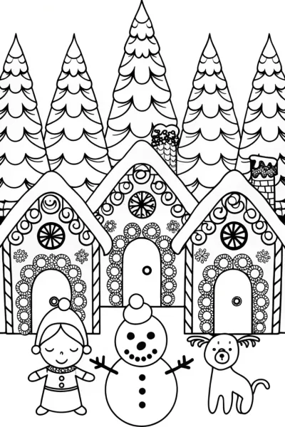 Gingerbread Village Celebration Coloring Page