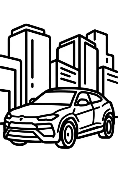 Lamborghini in the City Coloring Page