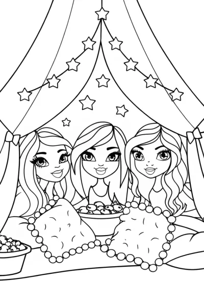 Bratz Dreamy Sleepover Adventure Coloring Page