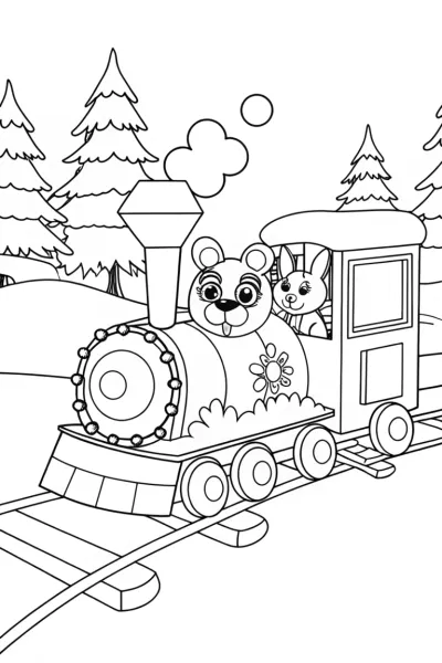 Christmas Train Adventure Coloring Page