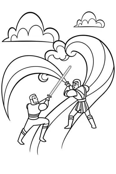 Champion’s Enchanted Duel in the Sky Coloring Page