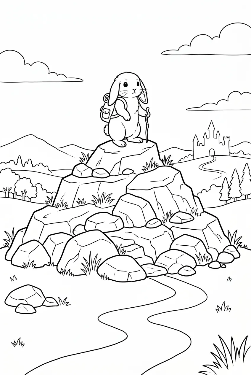 Example coloring page for the Long shot prompt