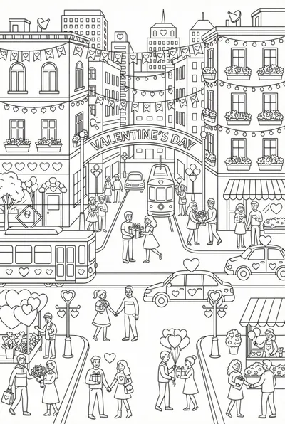 Love in the City Coloring Page