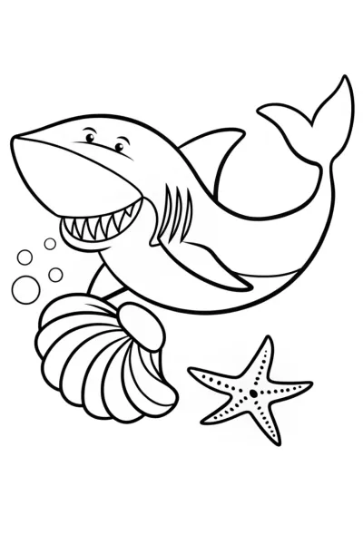 Shark playing conch shell