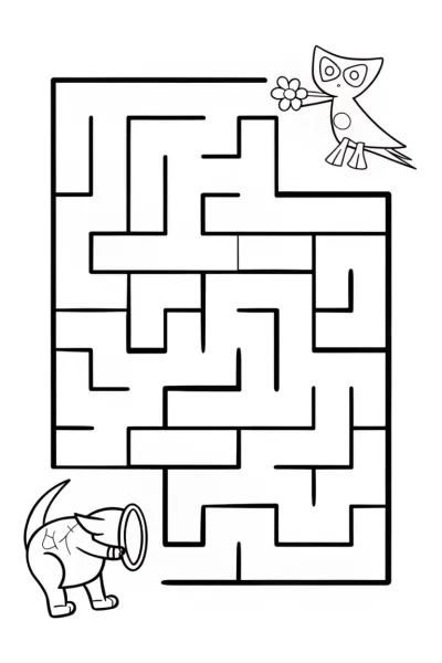 Super Pet Explorers in the Labyrinth Coloring Page