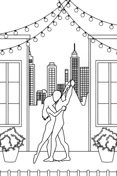 Dancers on a moonlit rooftop