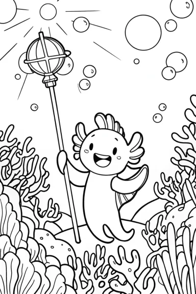 Axolotl’s Magical Lantern Festival Coloring Page