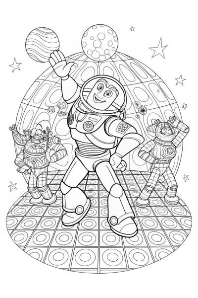 Buzz Lightyear’s Galactic Dance-off Coloring Page
