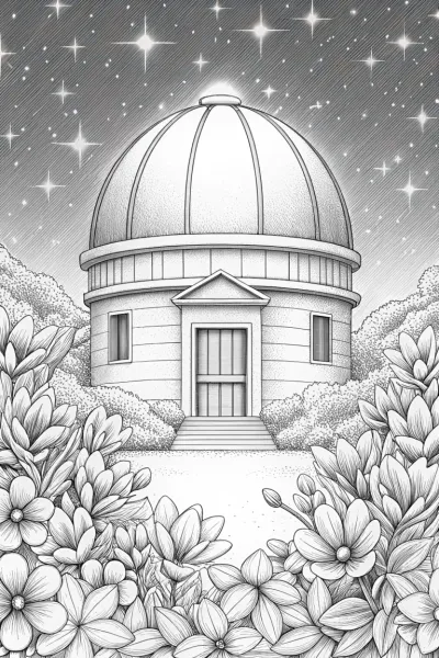 Flower observatory at midnight