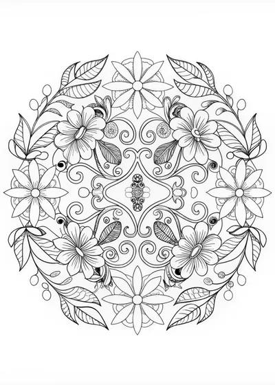 Mandala Garden Fantasy Coloring Page
