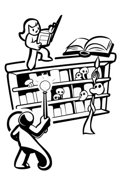 The Enchanted Library Showdown Coloring Page