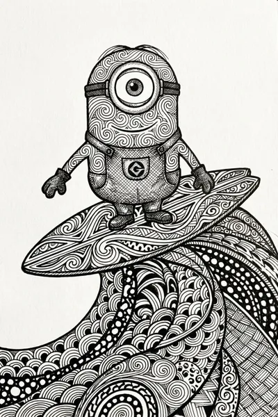 Minion Surf Adventure Coloring Page