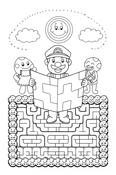 Luigi’s Maze Challenge Coloring Page