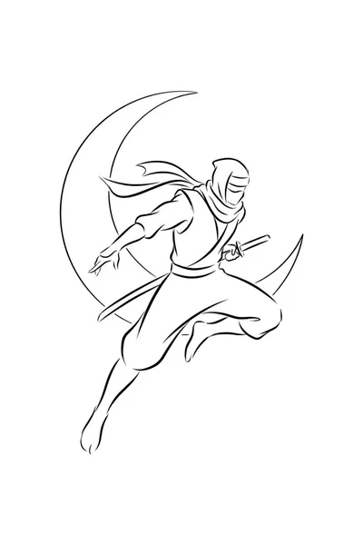 Moonlit Ninja Leap Coloring Page