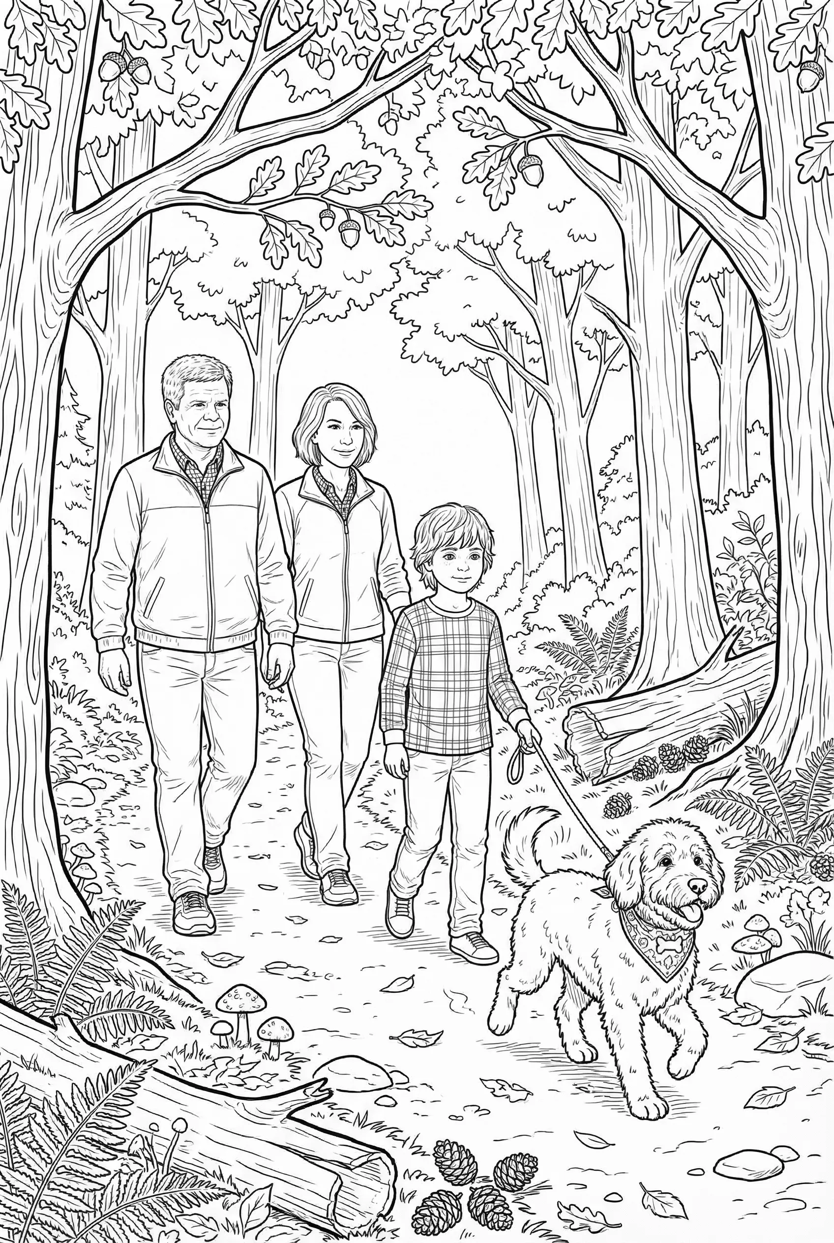 Multi character woods scene with distinct identities