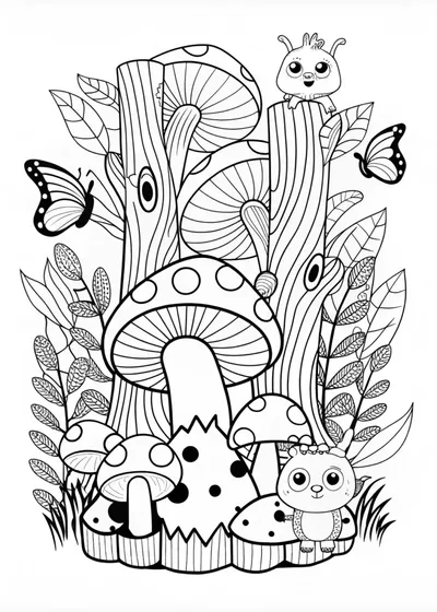 Forest Mushrooms Coloring Adventure