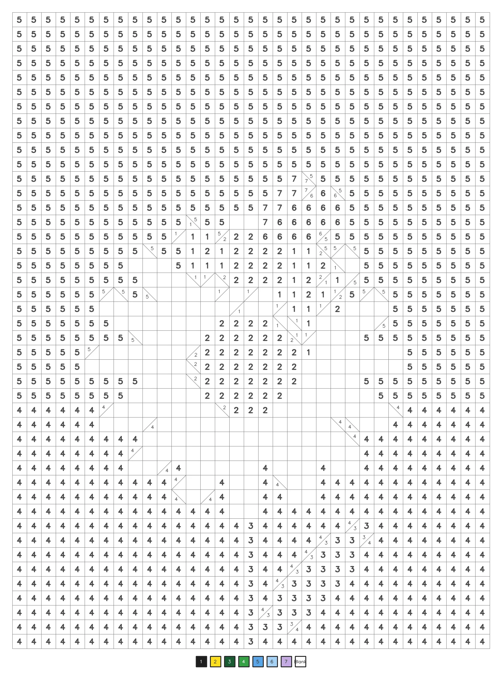 Mystery color by number puzzle 27, a classic level coded grid