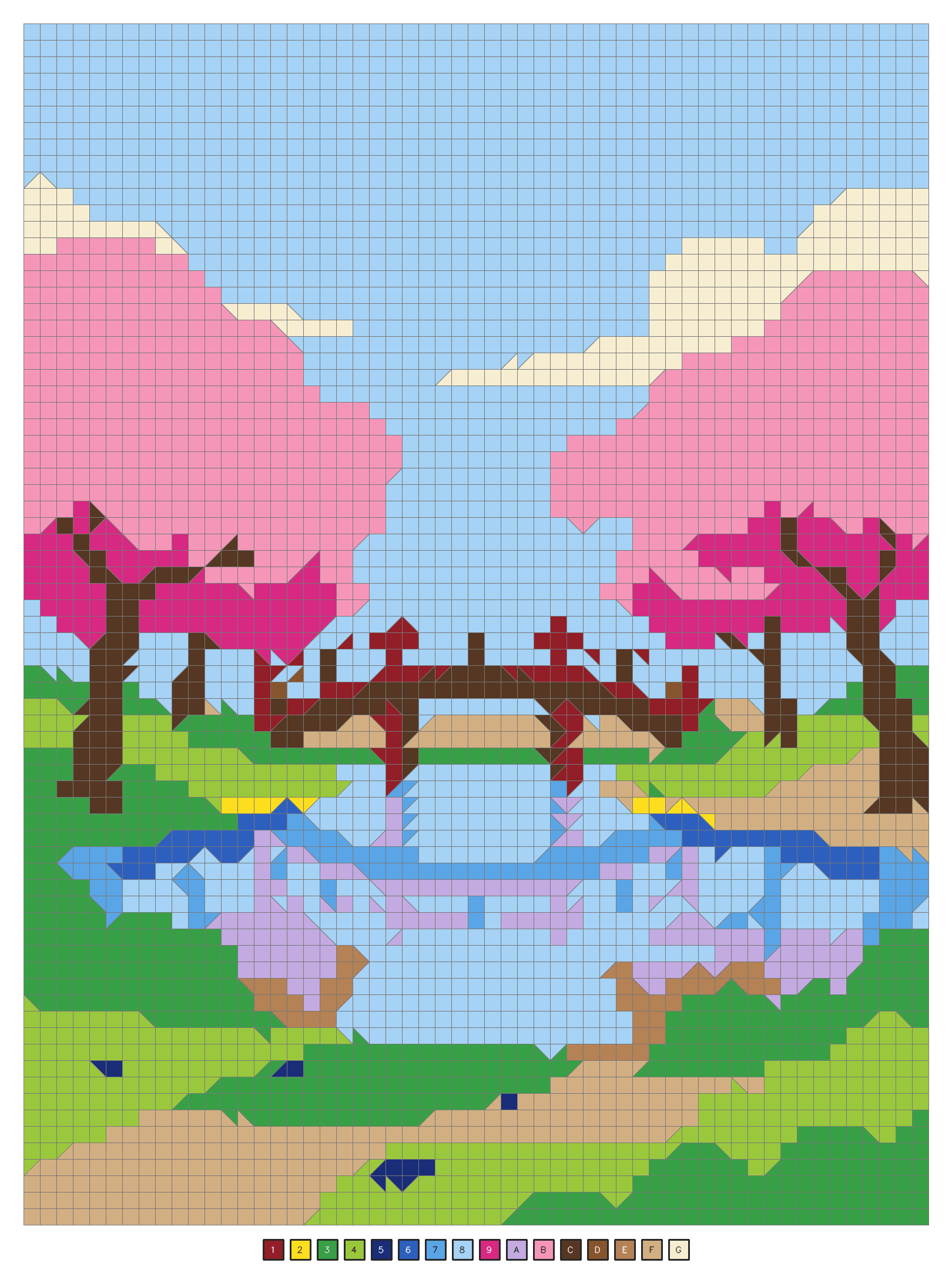 The completed puzzle revealing a red bridge between pink cherry blossom trees