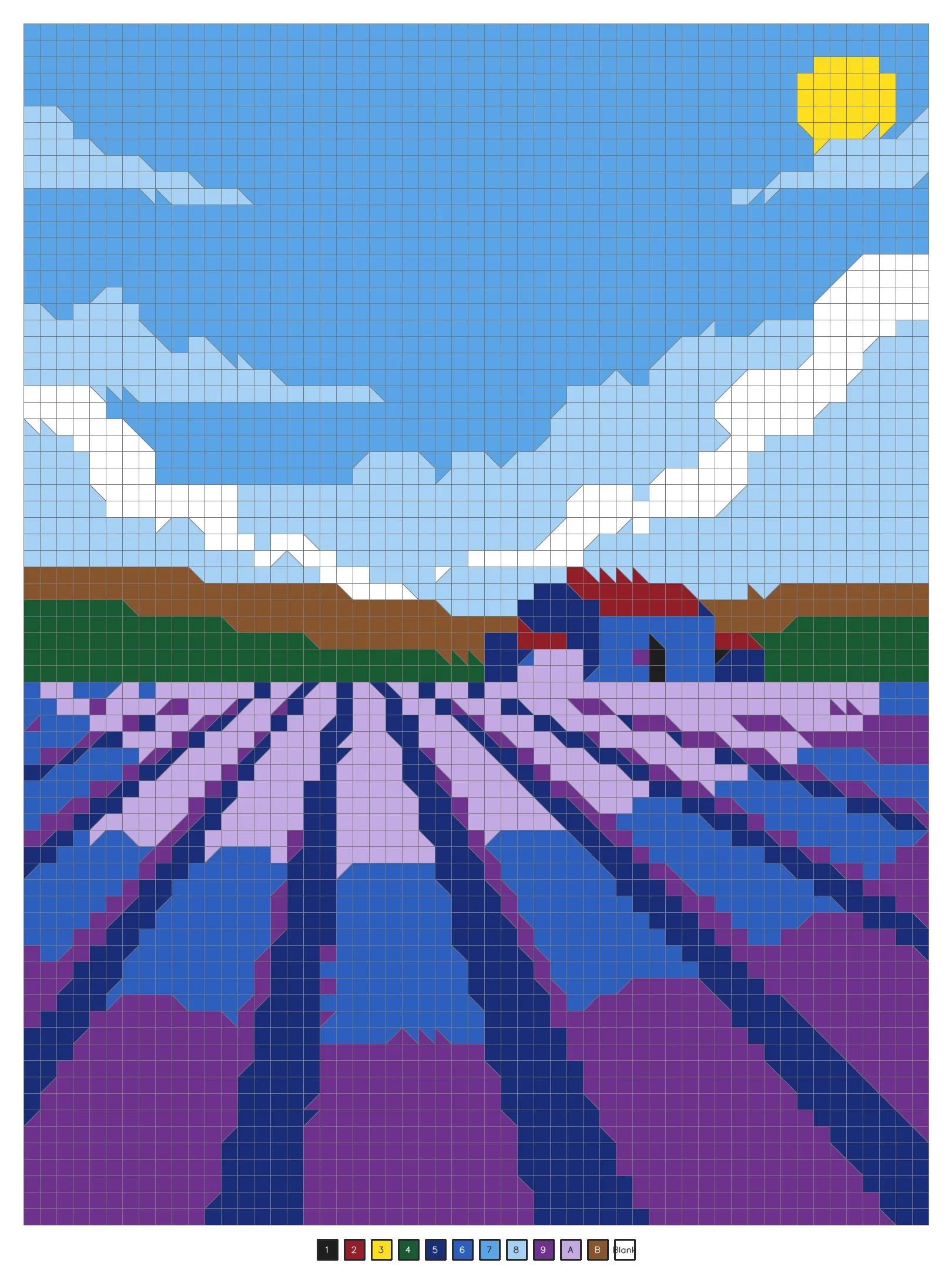 Answer key: a lavender field and a farmhouse