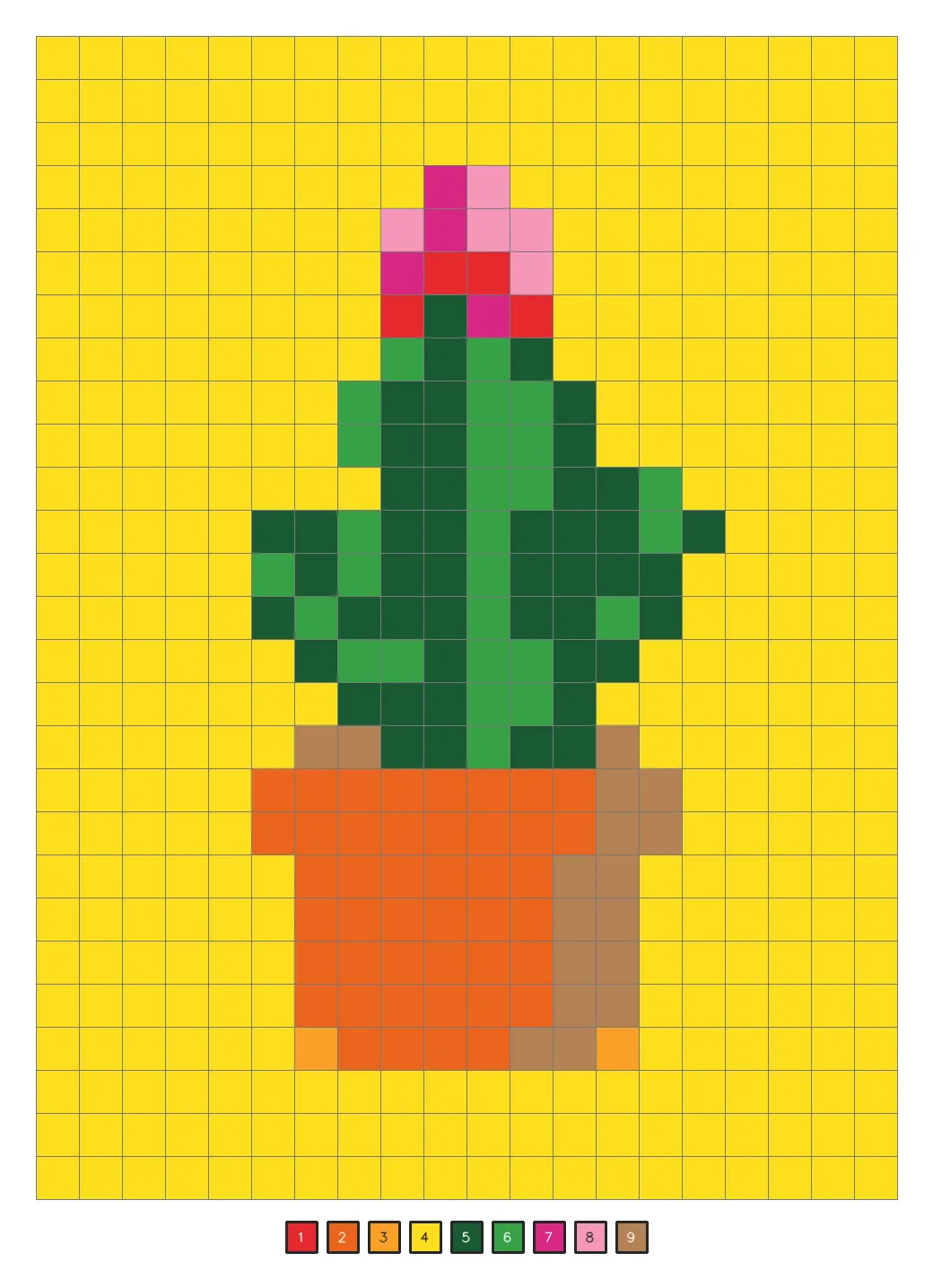 Answer key: a cactus with a pink flower in a pot