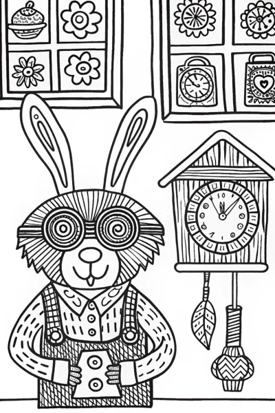 The March Hare’s Whimsical Workshop Coloring Page