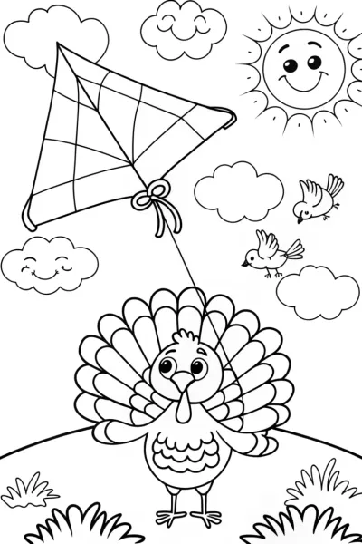 Turkey flying a colorful kite