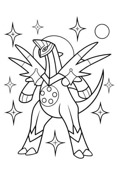 Dialga and Palkia Celestial Dance Coloring Page