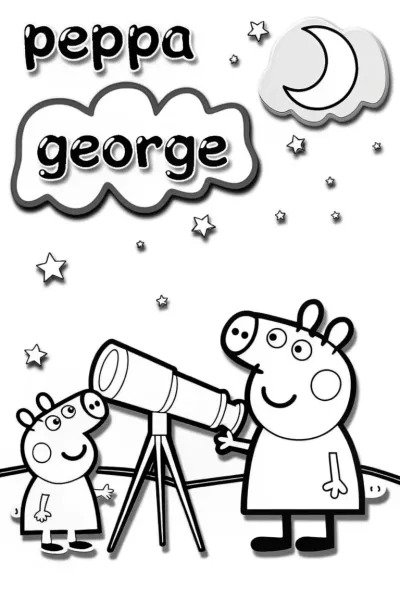 Peppa Pig’s Starry Adventure Coloring Page