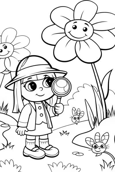 Hello Kitty in the Whimsical Garden Quest Coloring Page