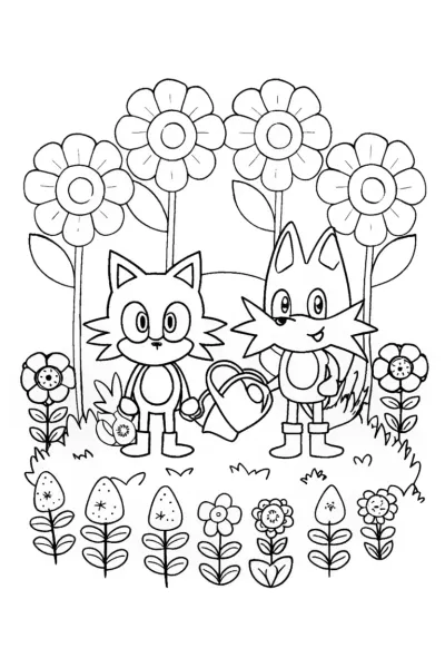 Sonic and Tails’ Garden Adventure Coloring Page