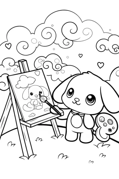 Cinnamoroll’s Cloudy Art Studio Coloring Page