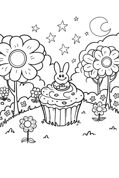 Cupcake Chic’s Magical Garden Adventure Coloring Page