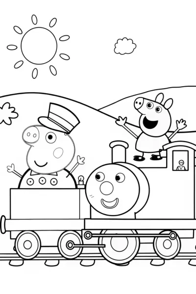 Peppa Pig’s Magical Train Adventure Coloring Page