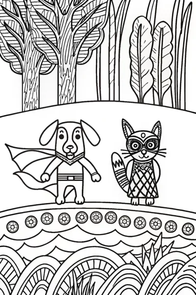 Super Hero Pets Rescue Mission Coloring Page