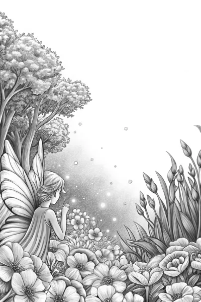 Fairy tending a magical garden