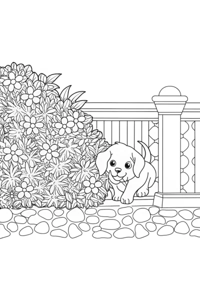 Puppy playing hide and seek